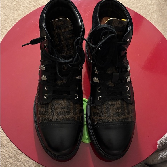Fendi Black and Brown Patterned Boots